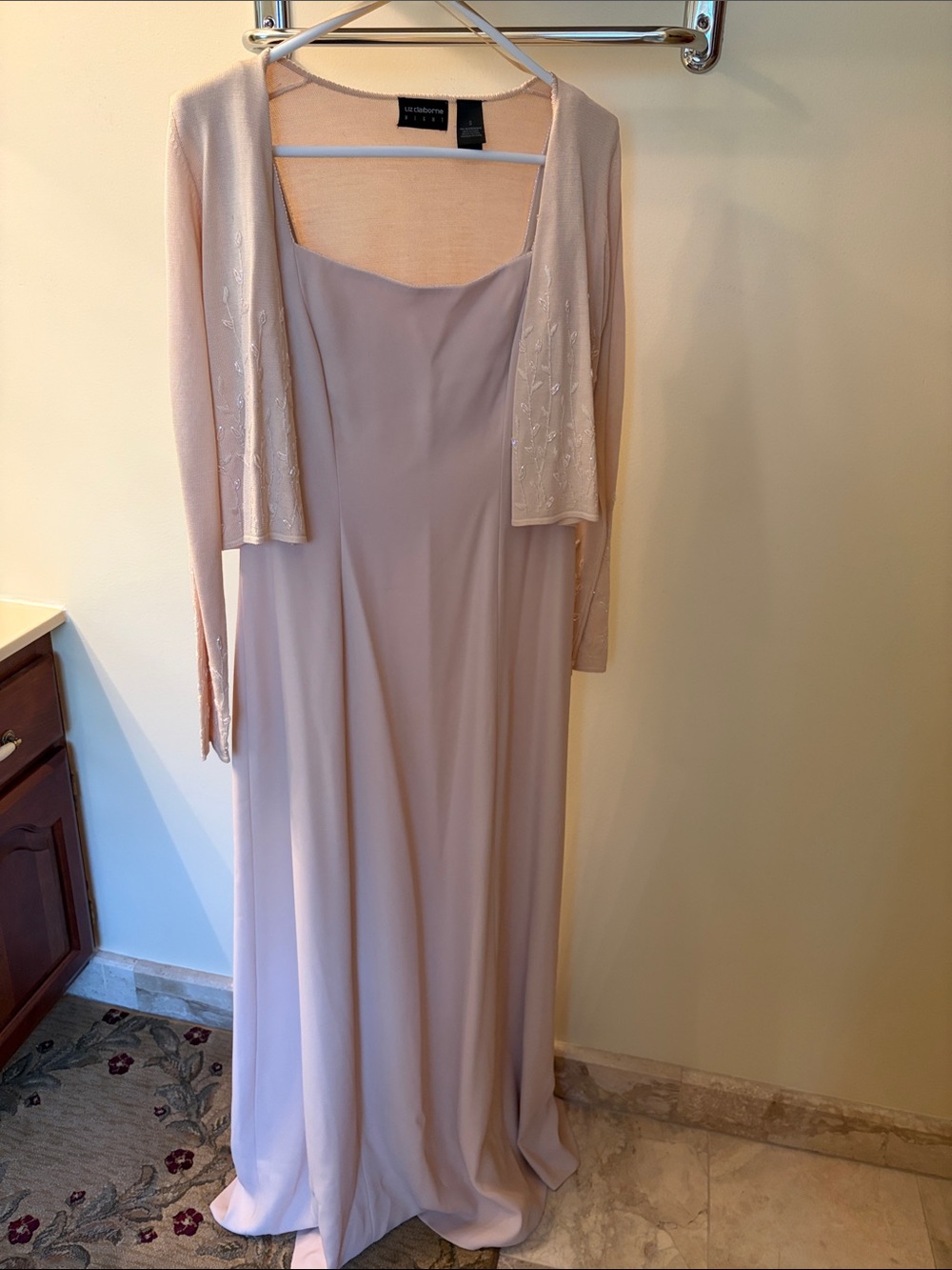 Liz Claiborne Dusty Blush Pink Formal Gown with Matching Shrug